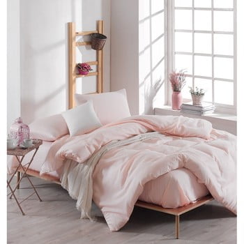 Enlora Home - Lenjerie de pat cu cearșaf basso merun, 200 x 220 cm, roz deschis