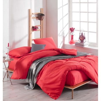 Enlora Home - Lenjerie de pat cu cearșaf basso rojo, 200 x 220 cm, roșu