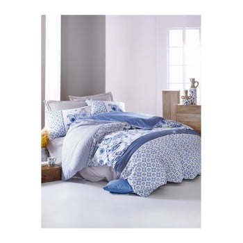 Cotton Box - Lenjerie de pat cu cearșaf bay, 140 x 200 cm, albastru