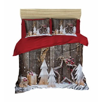 Lenjerie de pat cu cearșaf Christmas Wood, 200 x 220 cm