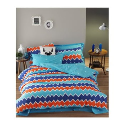 Lenjerie de pat cu cearșaf din bumbac ranforce, pentru pat dublu Mijolnir Zigros Orange, 200 x 220 cm