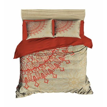 Lenjerie de pat cu cearșaf Mandala Beige, 200 x 220 cm
