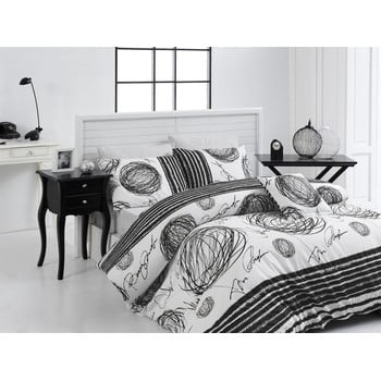 Lenjerie de pat cu cearșaf Nazenin Home Blacky, 200 x 220 cm
