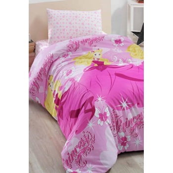 Lenjerie de pat cu cearșaf pentru pat single Pure Cotton Barbie, 160 x 220 cm