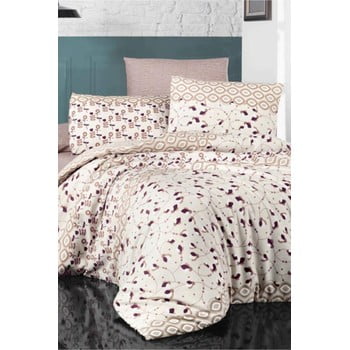 Lenjerie de pat cu cearșaf pentru pat single Pure Cotton Bouquet, 160 x 220 cm
