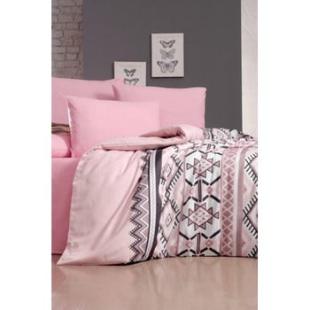 Lenjerie de pat cu cearșaf pentru pat single Pure Cotton Klim Pink, 160 x 220 cm