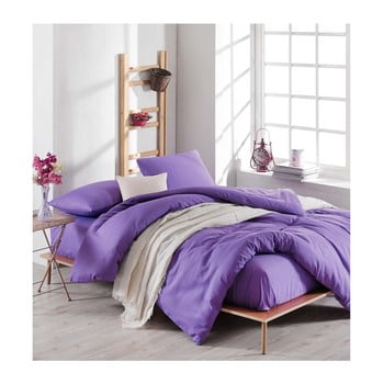 Enlora Home - Lenjerie de pat cu cearșaf violette, 200 x 220 cm, violet