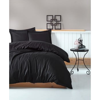 Cotton Box - Lenjerie de pat cu husă de saltea stripe, 200 x 220 cm, negru