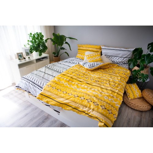 Lenjerie de pat din bumbac pentru pat de o persoană Cotton House Maya, 140 x 200 cm, galben