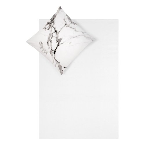 Lenjerie de pat din bumbac percale Westwing Collection Malin, 135 x 200 cm, alb-gri
