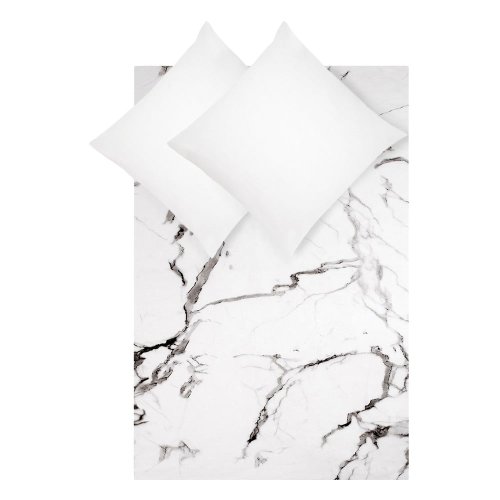 Lenjerie de pat din bumbac percale Westwing Collection Malin, 200 x 200 cm, alb-negru