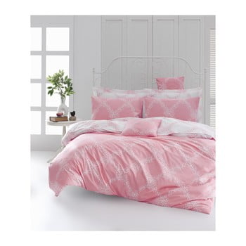 Lenjerie de pat din bumbac ranforce pentru pat de 1 persoană Mijolnir Nadine Pink, 140 x 200 cm