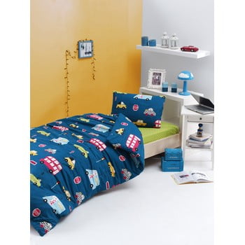 Lenjerie de pat din bumbac ranforce pentru pat de 1 persoană Mijolnir Paula Blue, 140 x 200 cm