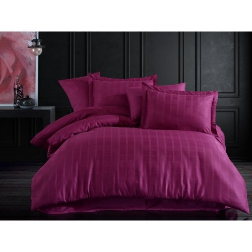 Lenjerie de pat din bumbac satinat pentru pat dublu cu cearșaf Hobby Ekose, 200 x 220 cm, violet