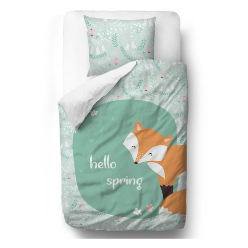Lenjerie de pat material bumbac pentru copii Mr. Little Fox Close Friends, 100 x 130 cm