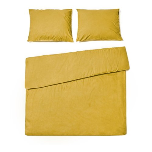 Lenjerie pentru pat dublu din bumbac Bonami Selection, 200 x 220 cm, galben muștar
