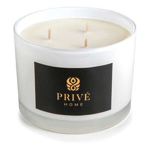 Lumânare albă parfumată Privé Home Mimosa - Poire, timp de ardere 35 h