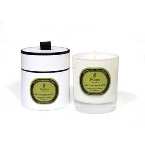 Lumânare parfumată Parks Candles London Aromatherapy, aromă de busuioc, lavanda și mentă, 50 ore