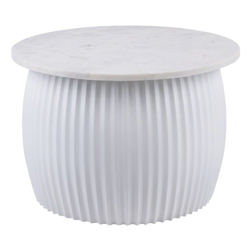Măsuță de cafea albă rotundă cu blat cu aspect de marmură ø 52 cm Luscious – Leitmotiv