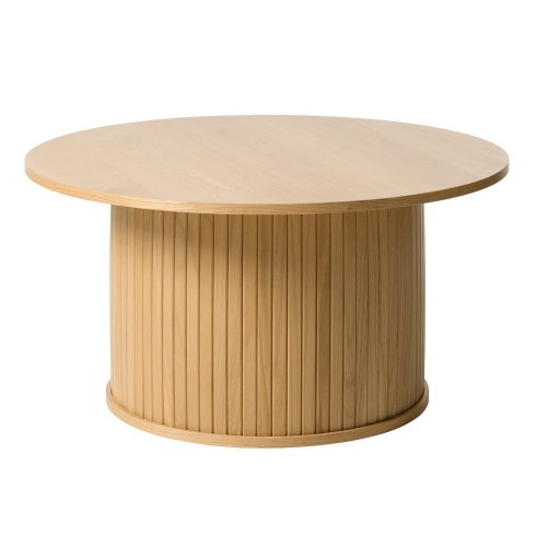 Măsuță de cafea în culoare naturală rotundă cu aspect de lemn de stejar ø 90 cm Nola – Unique Furniture