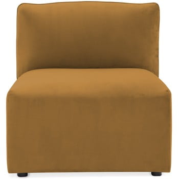 Modul de mijloc pentru canapea Vivonita Velvet Cube, galben muștar