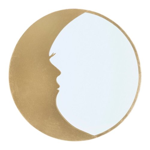 Oglindă de perete cu detalii aurii Mauro Ferretti Moon, ø 72,5 cm
