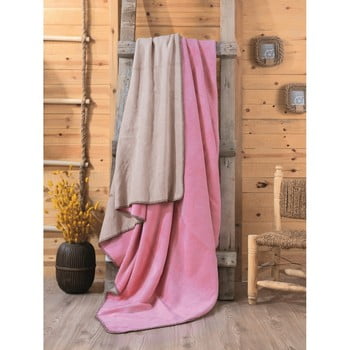 Cotton Box - Pătură sandra, 200 x 220 cm, roz - bej