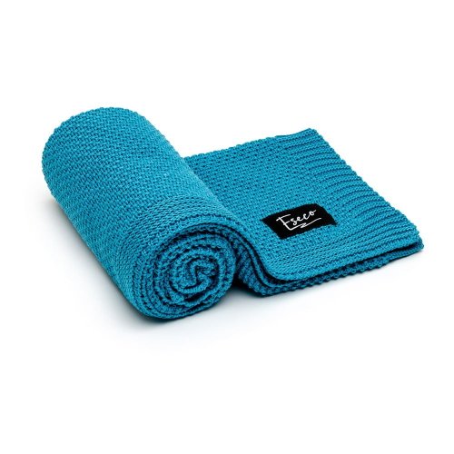 Pătură tricotată pentru copii ESECO, 80 x 100 cm, albastru petrol
