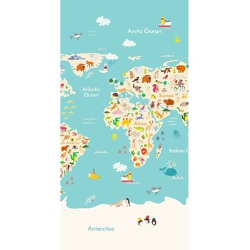 Prosop de plajă cu imprimeu Good Morning Worldmap, 150 x 75 cm