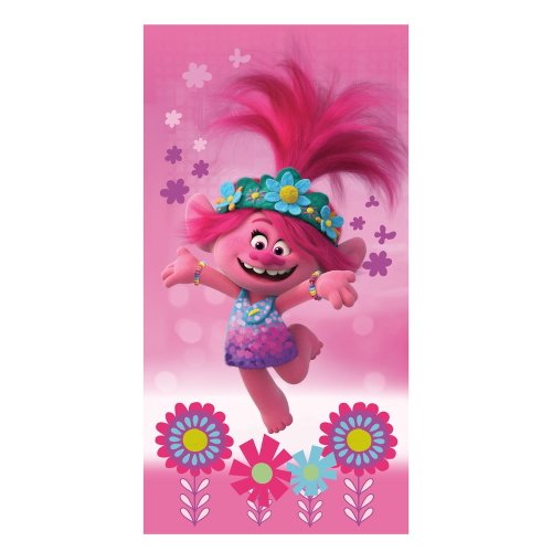 Prosop pentru copii roz din bumbac 70x140 cm Trolls – Jerry Fabrics