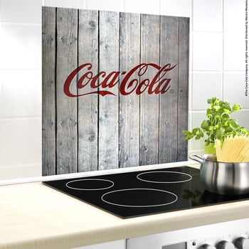 Protecție din sticlă pentru capacul aragazului Wenko Coca-Cola Wood, 70 x 60 cm