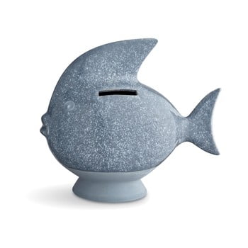 Pușculiță din ceramică Kähler Design Moneybank Fish, albastru deschis