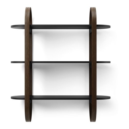 Raft negru/în culoare naturală etajat cu aspect de lemn de nuc Bellwood – Umbra