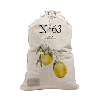 Sac textil pentru rufe Linen Bag Lemons, înălțime 75 cm