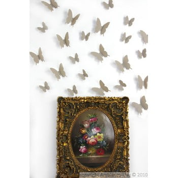 Set 12 autocolante 3D Ambiance Butterflies, maro deschis
