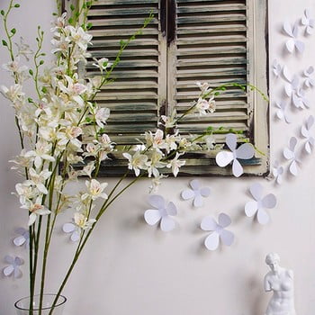 Set 12 autocolante adezive 3D Ambiance Flowers, alb