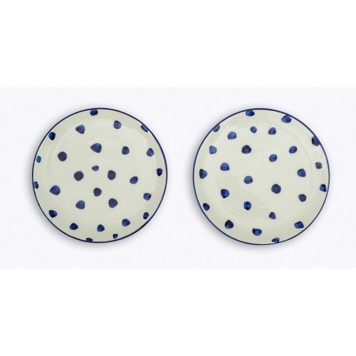 Set 2 farfurii din ceramică Madre Selva Blue Dots