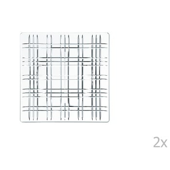Set 2 farfurii pătrate din cristal Nachtmann Square Platter, 21 x 21 cm