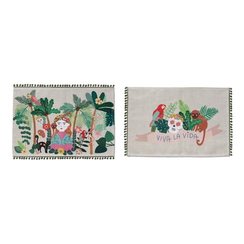 Set 2 suporturi textile pentru farfurii Madre Selva Frida Jungle