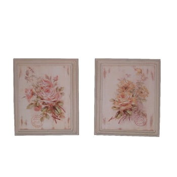 Antic Line - Set 2 tablouri roses, 25,5 x 30,5 cm