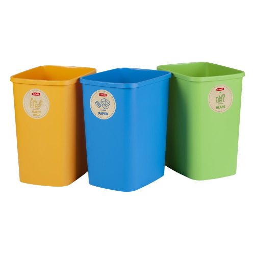 Set 3 coșuri de gunoi pentru sortarea deșeurilor Curver ECO, 25 l