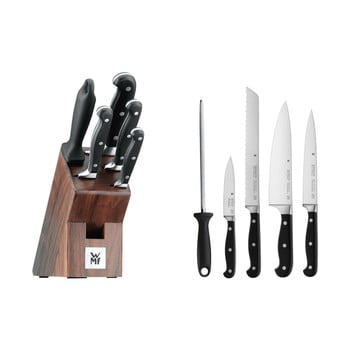 Set 4 cuțite din oțel inoxidabil, ascuțitor și suport WMF Spitzenklassen
