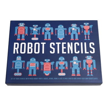 Set 4 șabloane pentru stencil cu roboți Rex London Robot Stencils