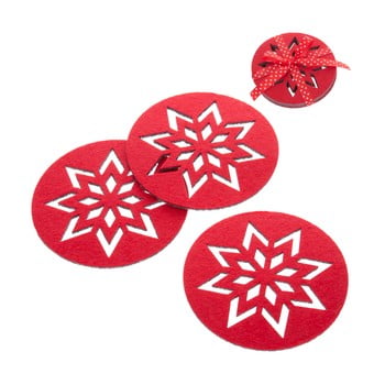 Set 4 suporturi pentru pahare Crăciun Unimasa Snowflake, roșu