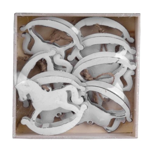 Set 8 decorațiuni albe suspendate în formă de cai Ego Dekor