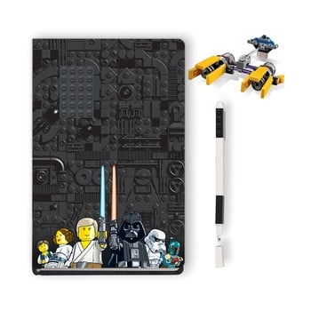 Set agendă, pix și piese de construit LEGO® Star Wars Podracer
