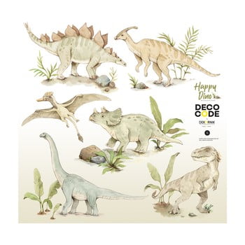 Set autocolante de perete pentru camera copiilor Dekornik Happy Dinozaur, 100 x 100 cm