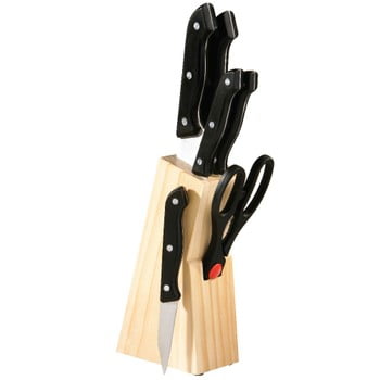 Premier Housewares - Set cuțite în suport de lemn wooden, 6 piese