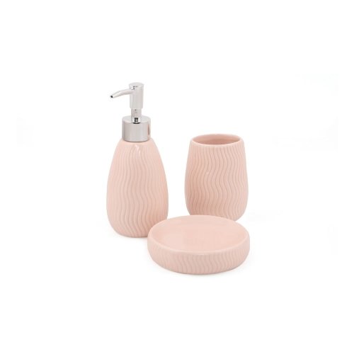 Set de accesorii de baie roz din ceramică Merlin – Mioli Decor