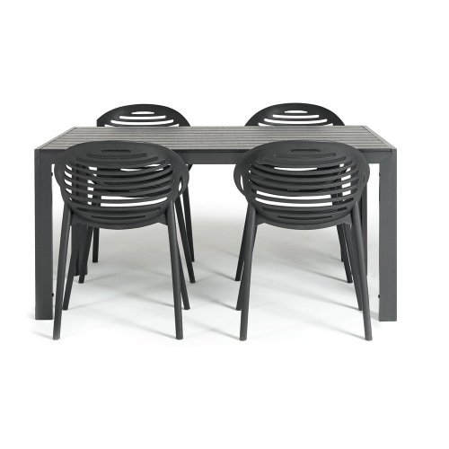 Bonami Selection - Set mobilier de grădină pentru 4 persoane cu scaune negre joanna și masă viking, 90 x 150 cm